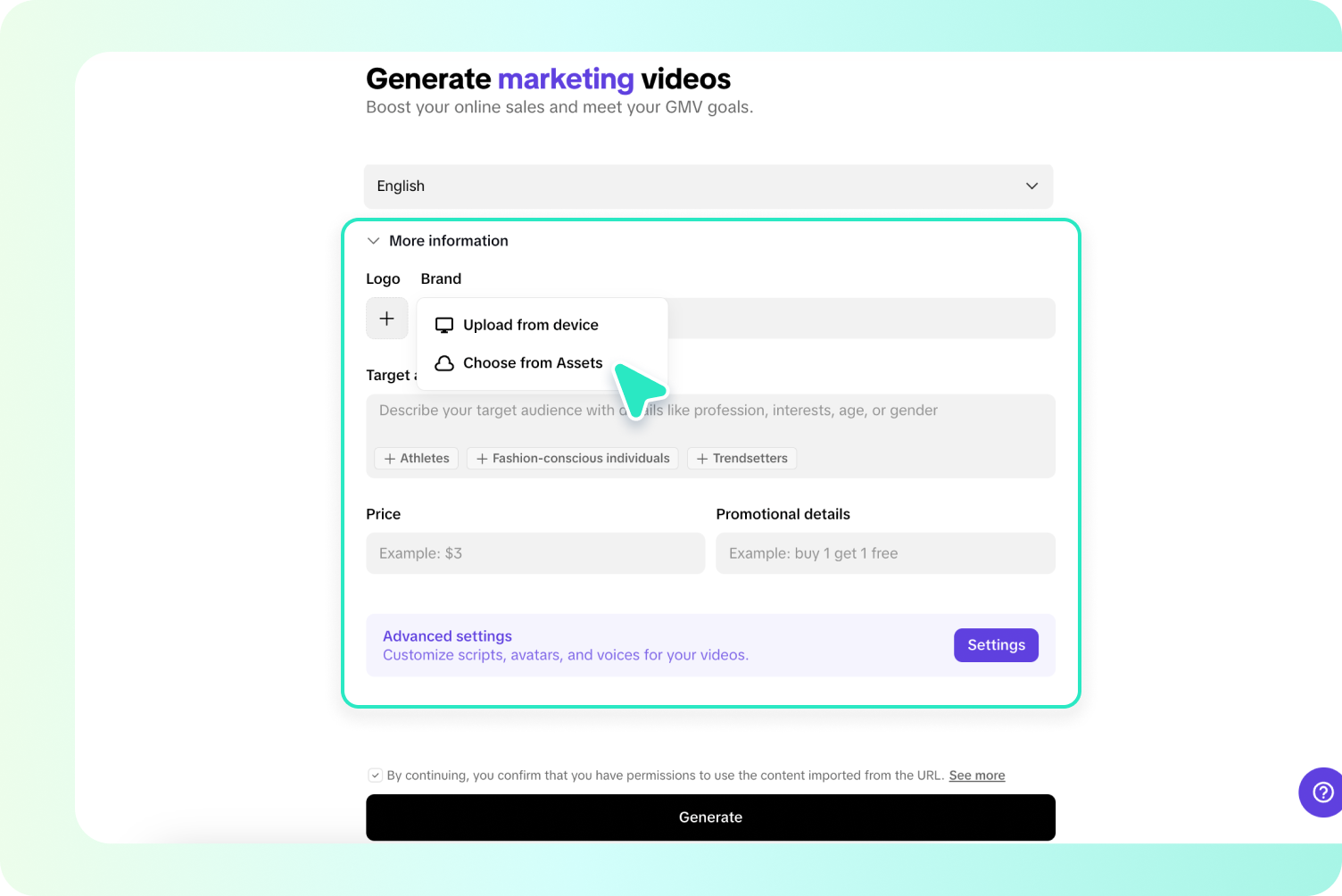 Generate short story videos of your product